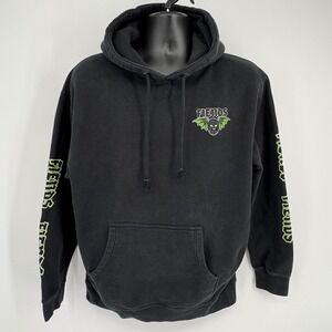 NHS Fiends Skull Bat Graphic Hoodie Black Men Med Grunge Streetwear Skater Skull